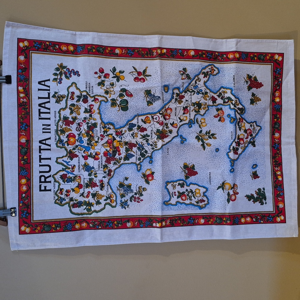 FRUTTA IN ITALIA 'FRUIT IN ITALY' Vintage Colorful 100% Cotton Tea Towel
